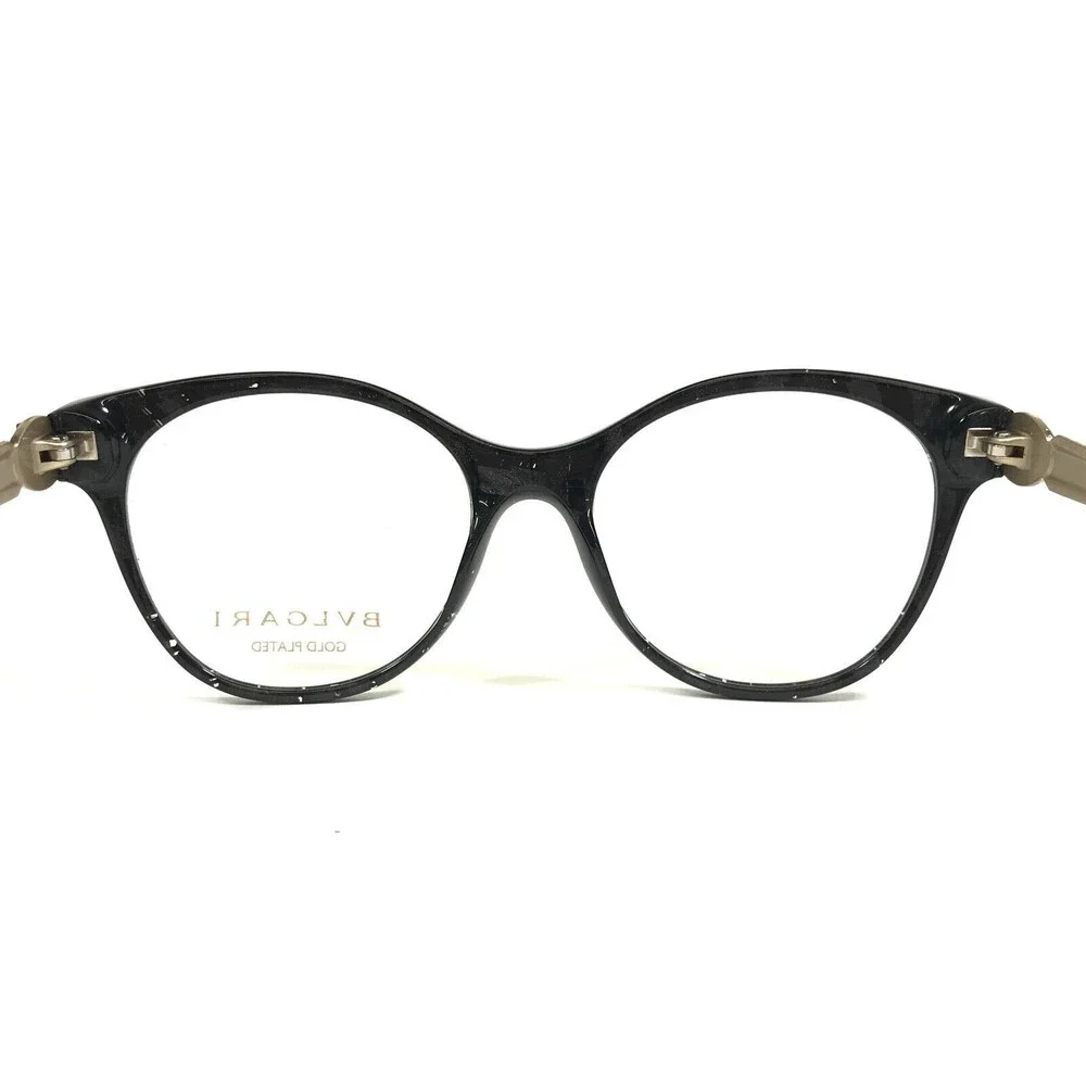 Bvlgari Eyeglasses Frames 4142-K-B 5412 Black Clear Snake Gold Plated 51-17-140